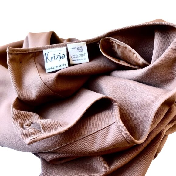 Krizia Italy Vintage Brown WOOL Lined Top Flounce Cuffs Button up Back - Picture 9 of 13